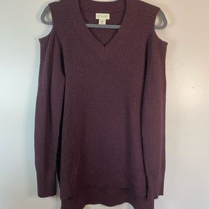 Anthropologie Lucy & Laurel maroon cold shoulder sweater size large